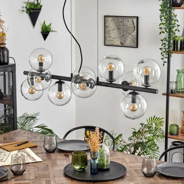 hofstein Gastor Suspension, Boule lumineuse, Suspension Clair, 10 lumières* Lampes En Verre