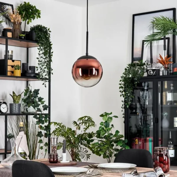 hofstein Gastor Suspension, Boule lumineuse, Suspension Clair, Cuivré, 1 lumière* Lampes En Verre