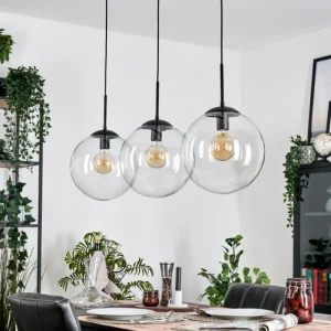 hofstein Gastor Suspension, Boule lumineuse, Suspension Clair, 3 lumières* Lampes En Verre