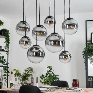 hofstein Gastor Suspension, Boule lumineuse, Suspension Clair, Fumé, 8 lumières* Lampes Modernes