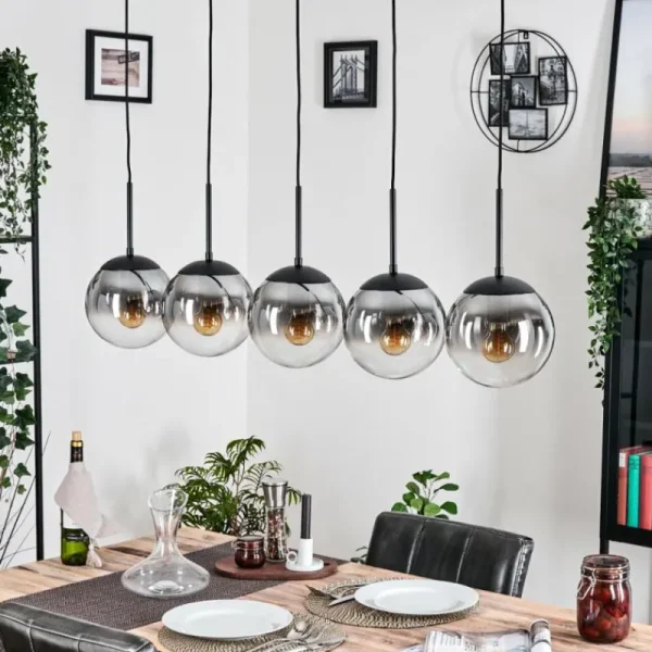 hofstein Gastor Suspension, Boule lumineuse, Suspension Clair, Fumé, 5 lumières* Lampes Modernes