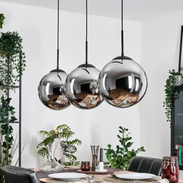 hofstein Gastor Suspension, Boule lumineuse, Suspension Chrome, Fumé, 3 lumières* Lampes Modernes