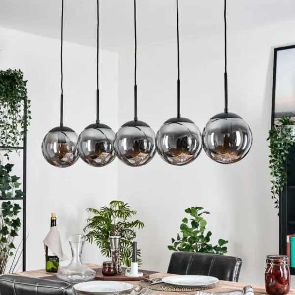 hofstein Gastor Suspension, Boule lumineuse, Suspension Fumé, 5 lumières* Lampes Modernes