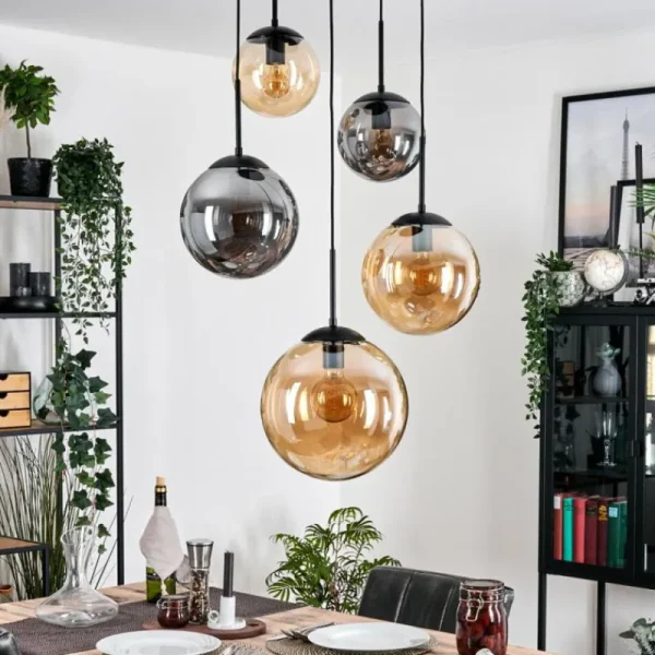 hofstein Gastor Suspension, Boule lumineuse 45 cm Noir, 5 lumières* Lampes Modernes