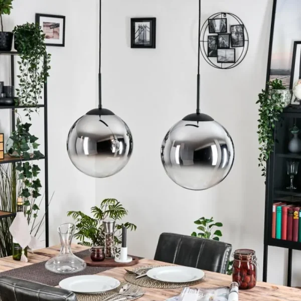 hofstein Gastor Suspension, Boule lumineuse Noir, 2 lumières* Lampes Modernes
