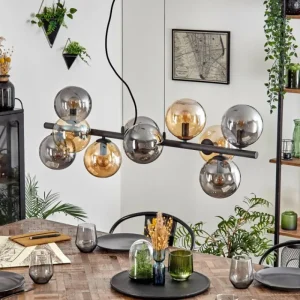 hofstein Gastor Suspension, Boule lumineuse, Suspension Ambre, Fumé, 10 lumières* Lampes Modernes