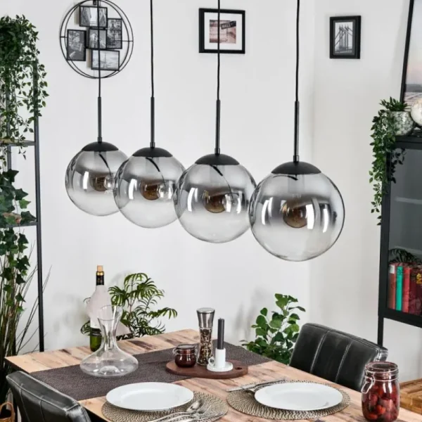 hofstein Gastor Suspension, Boule lumineuse, Suspension Clair, Fumé, 4 lumières* Lampes Modernes