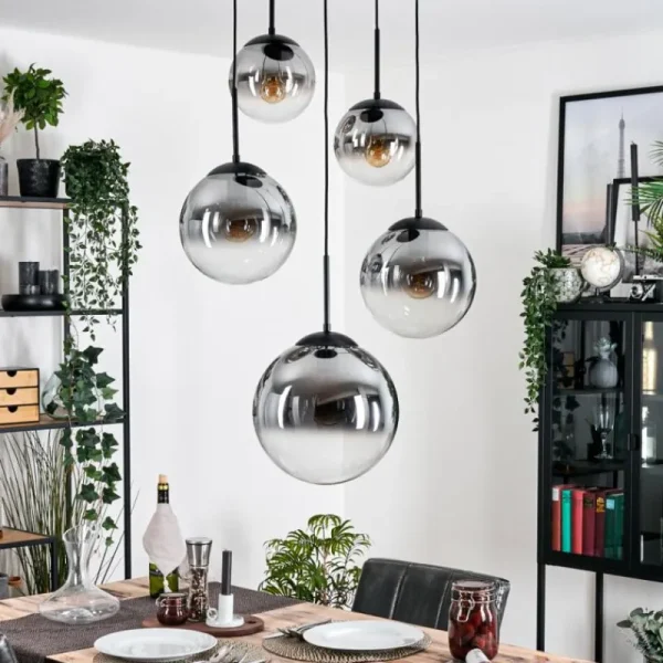 hofstein Gastor Suspension, Boule lumineuse 45 cm Noir, 5 lumières* Lampes Modernes