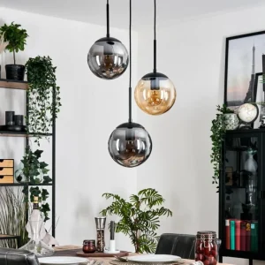 hofstein Gastor Suspension, Boule lumineuse Ambre, Fumé, 3 lumières* Lampes Modernes