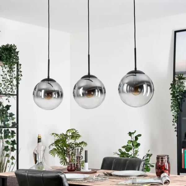 hofstein Gastor Suspension, Boule lumineuse Noir, 3 lumières* Lampes Modernes