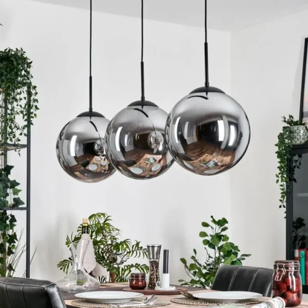 hofstein Gastor Suspension, Boule lumineuse, Suspension Fumé, 3 lumières* Lampes Modernes