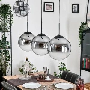 hofstein Gastor Suspension, Boule lumineuse, Suspension Clair, Fumé, 3 lumières* Lampes Modernes