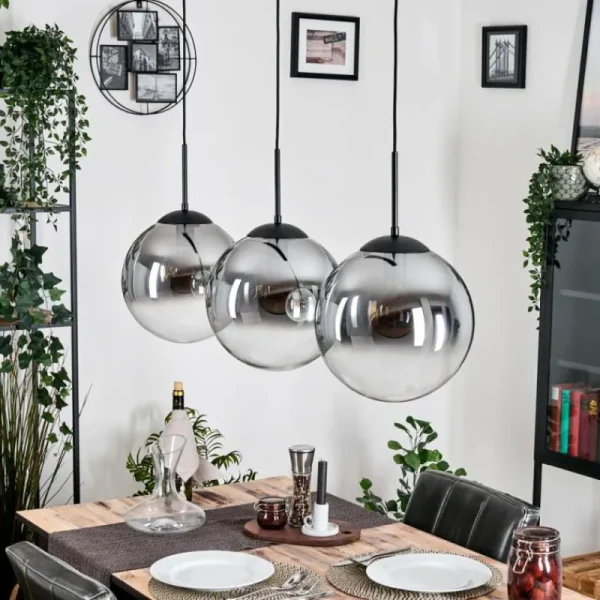 hofstein Gastor Suspension, Boule lumineuse, Suspension Clair, Fumé, 3 lumières* Lampes Modernes