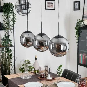 hofstein Gastor Suspension, Boule lumineuse Noir, 3 lumières* Lampes Modernes
