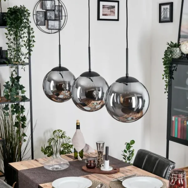 hofstein Gastor Suspension, Boule lumineuse Noir, 3 lumières* Lampes Modernes