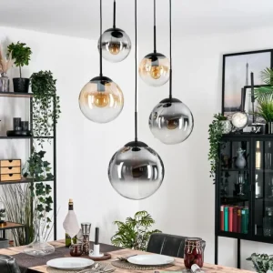 hofstein Gastor Suspension, Boule lumineuse 45 cm Noir, 5 lumières* Lampes Modernes