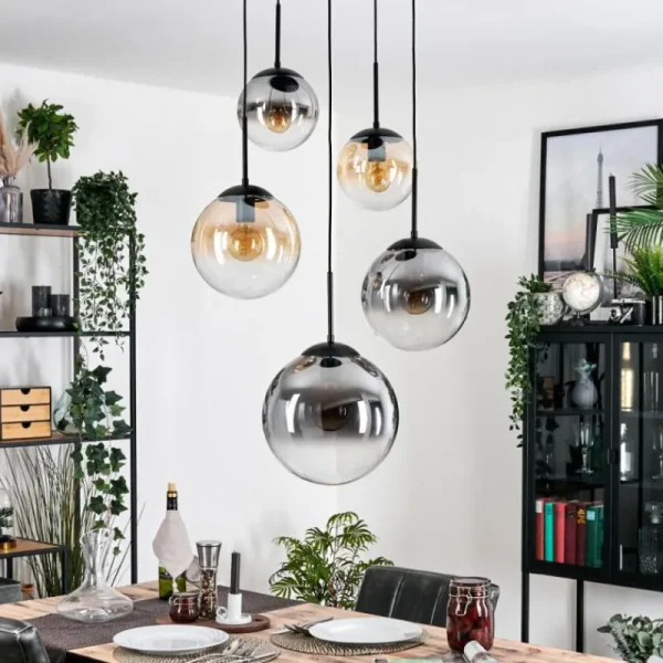 hofstein Gastor Suspension, Boule lumineuse 45 cm Noir, 5 lumières* Lampes Modernes