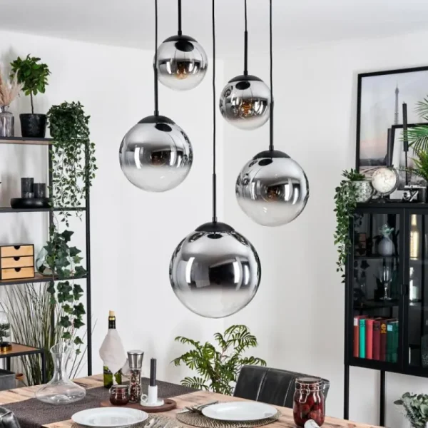 hofstein Gastor Suspension, Boule lumineuse 45 cm Noir, 5 lumières* Lampes Modernes