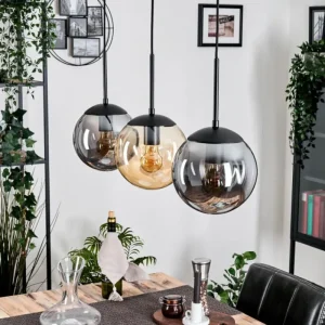 hofstein Gastor Suspension, Boule lumineuse Ambre, Clair, Fumé, 3 lumières* Lampes Modernes