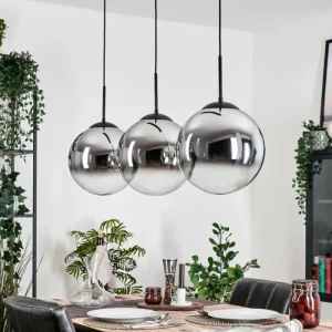 hofstein Gastor Suspension, Boule lumineuse, Suspension Chrome, Clair, Fumé, 3 lumières* Lampes Modernes