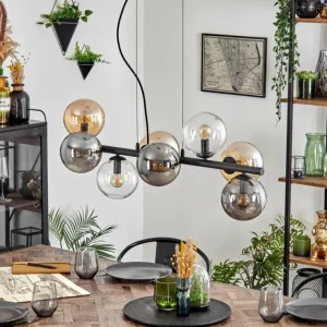 hofstein Gastor Suspension, Boule lumineuse, Suspension Ambre, Clair, Fumé, 8 lumières* Lampes Modernes