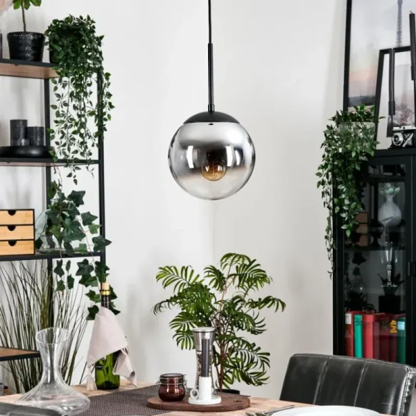 hofstein Gastor Suspension, Boule lumineuse Chrome, Clair, Fumé, 1 lumière* Lampes Modernes