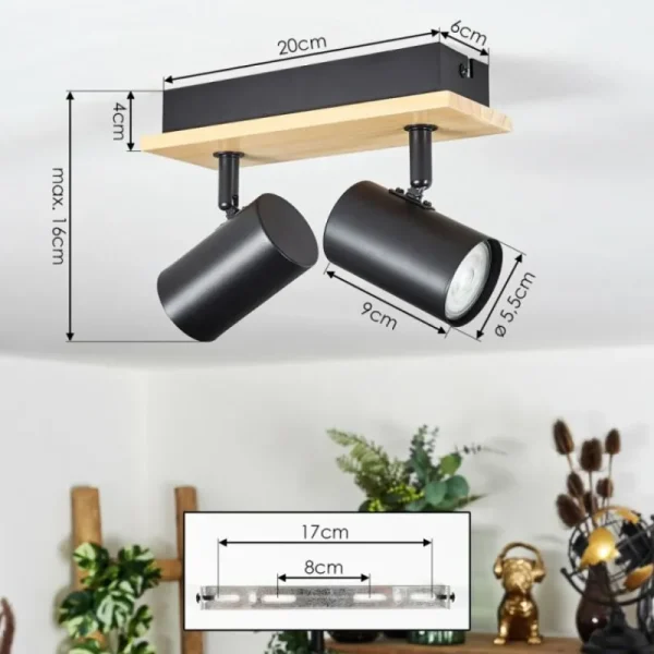 hofstein Gesteira Plafonnier, Spot de plafond Écru, Noir, 2 lumières* Lampes Modernes
