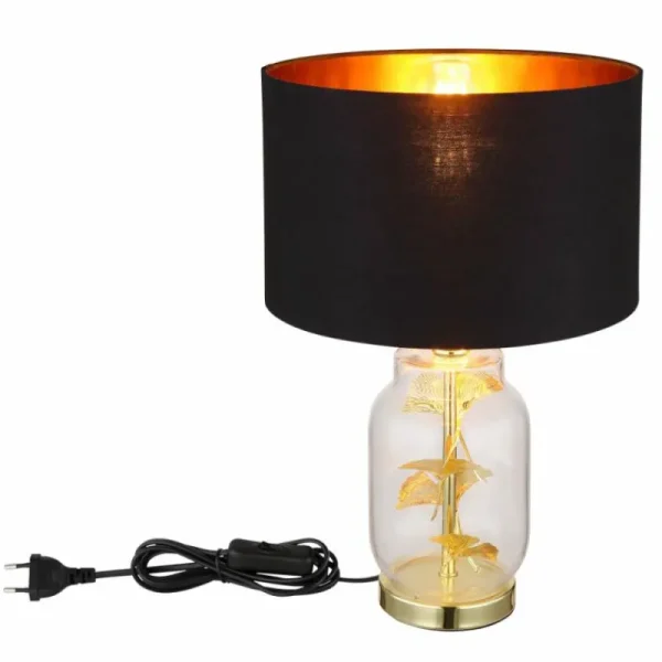 Luminaires Globo Lighting Ginko Lampe à poser Laiton, Transparent, 1 lumière* Lampes En Verre