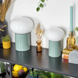 hofstein Godrie Lampe à poser Turquoise, 1 lumière* Lampes En Verre