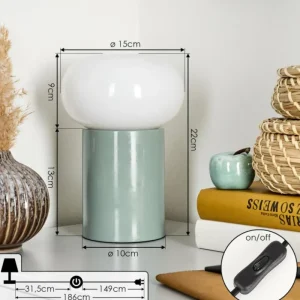 hofstein Godrie Lampe à poser Turquoise, 1 lumière* Lampes En Verre