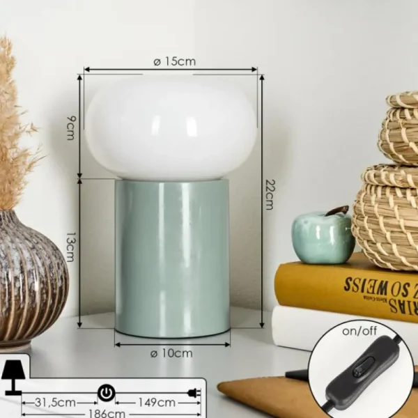 hofstein Godrie Lampe à poser Turquoise, 1 lumière* Lampes En Verre