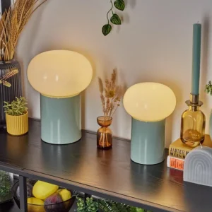 hofstein Godrie Lampe à poser Turquoise, 1 lumière* Lampes En Verre