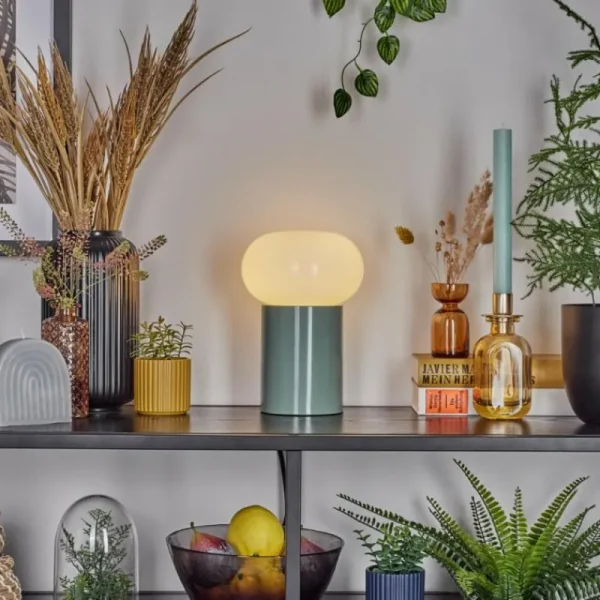 hofstein Godrie Lampe à poser Turquoise, 1 lumière* Lampes En Verre