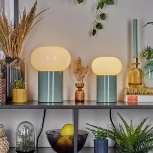 hofstein Godrie Lampe à poser Turquoise, 1 lumière* Lampes En Verre