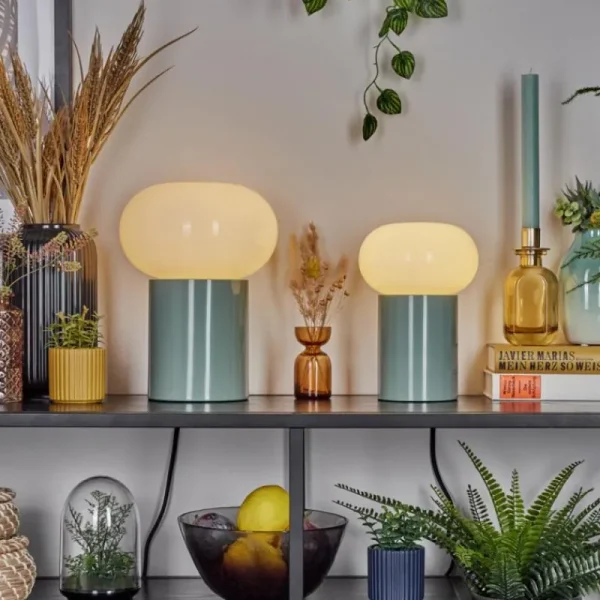 hofstein Godrie Lampe à poser Turquoise, 1 lumière* Lampes En Verre