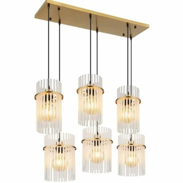 Luminaires Globo Lighting Gorley Suspension Or, 6 lumières* Lampes En Verre