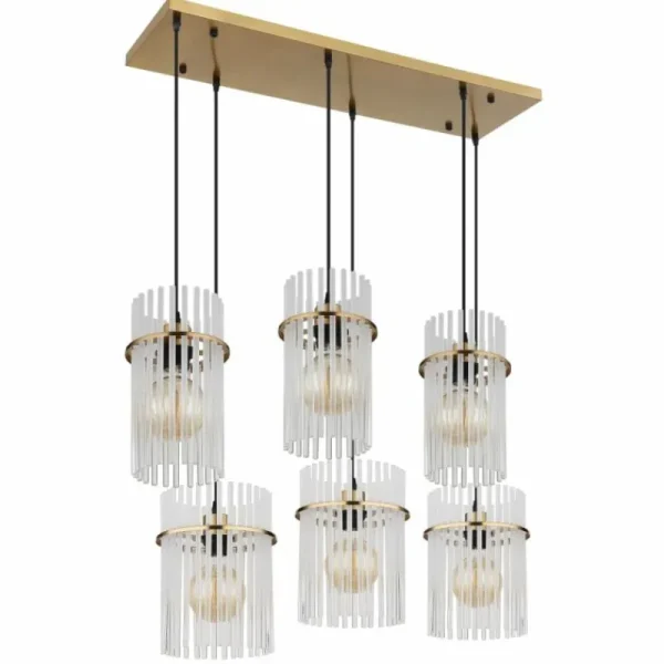 Luminaires Globo Lighting Gorley Suspension Or, 6 lumières* Lampes En Verre