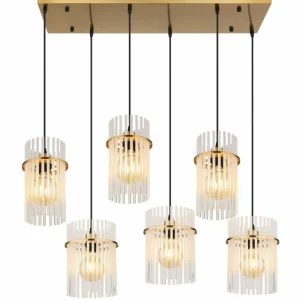 Luminaires Globo Lighting Gorley Suspension Or, 6 lumières* Lampes En Verre