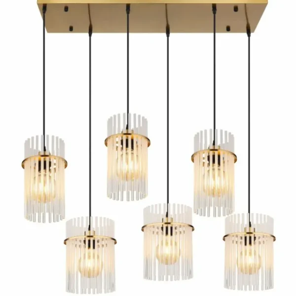 Luminaires Globo Lighting Gorley Suspension Or, 6 lumières* Lampes En Verre