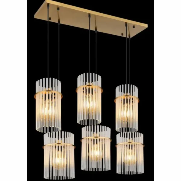 Luminaires Globo Lighting Gorley Suspension Or, 6 lumières* Lampes En Verre
