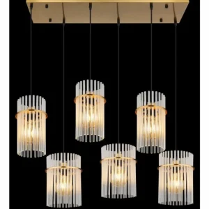 Luminaires Globo Lighting Gorley Suspension Or, 6 lumières* Lampes En Verre