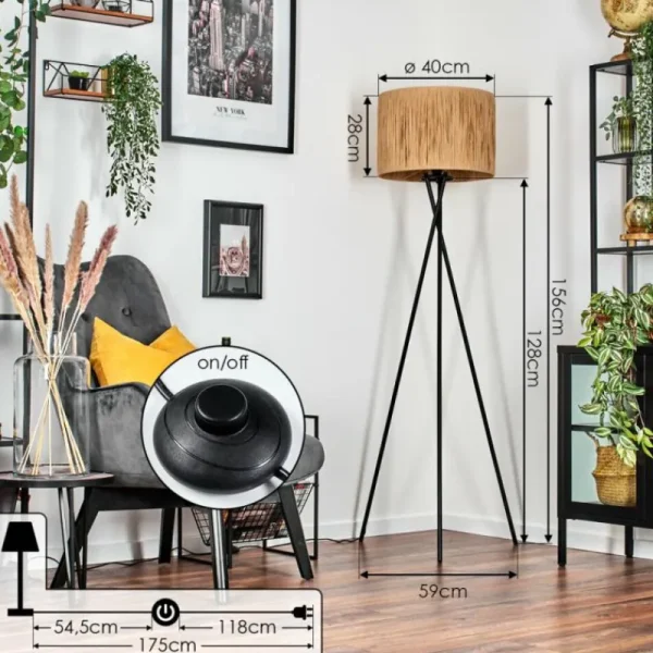 hofstein Granja Lampadaire Noir, 1 lumière* Lampes Modernes