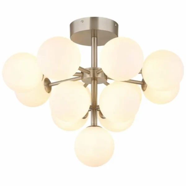 Luminaires Globo Lighting Grappy Plafonnier Nickel mat, 13 lumières* Lampes En Verre