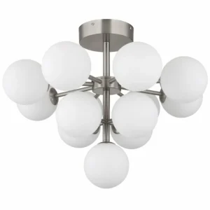 Luminaires Globo Lighting Grappy Plafonnier Nickel mat, 13 lumières* Lampes En Verre
