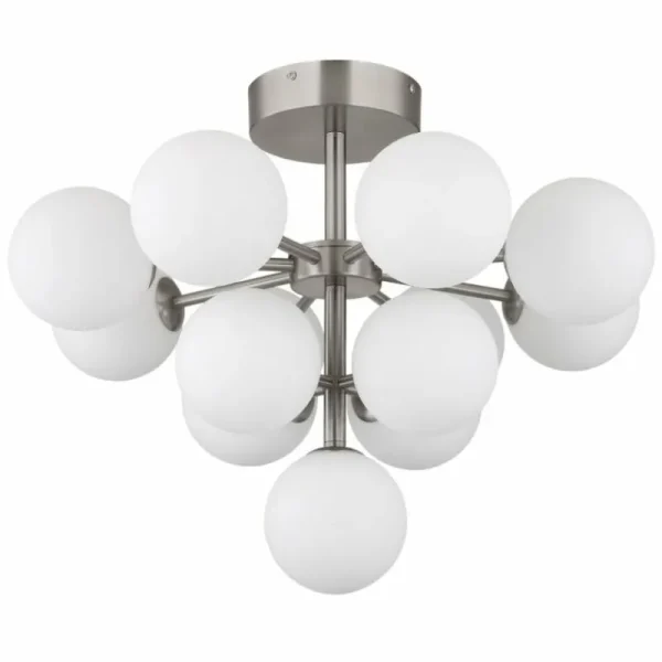 Luminaires Globo Lighting Grappy Plafonnier Nickel mat, 13 lumières* Lampes En Verre