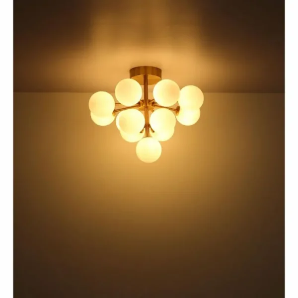 Luminaires Globo Lighting Grappy Plafonnier Nickel mat, 13 lumières* Lampes En Verre