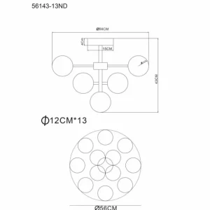 Luminaires Globo Lighting Grappy Plafonnier Nickel mat, 13 lumières* Lampes En Verre