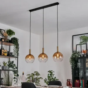hofstein Grovsta Suspension, Boule lumineuse, Suspension Or, Noir, 3 lumières* Lampes En Verre