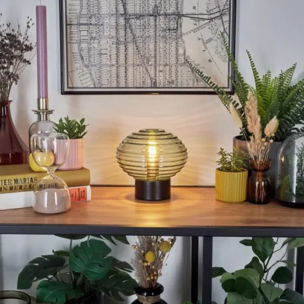 hofstein Gualtar Lampe à poser Noir, 1 lumière* Lampes En Verre