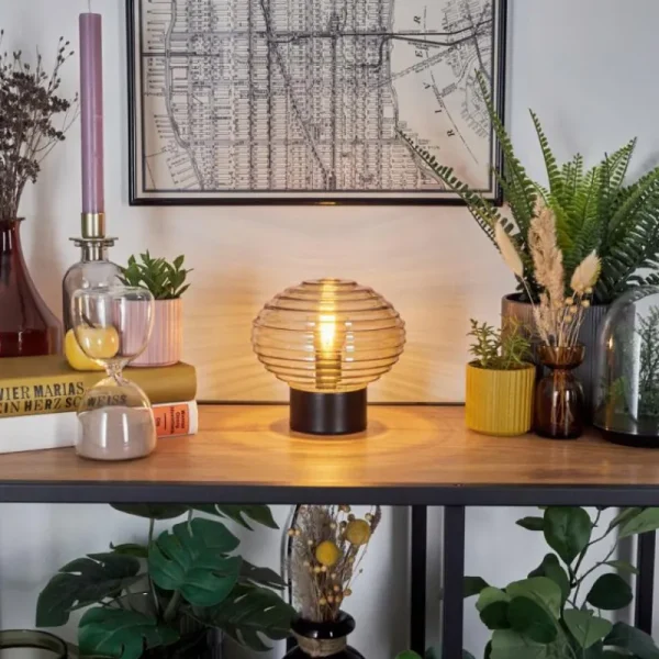 hofstein Gualtar Lampe à poser Noir, 1 lumière* Lampes En Verre